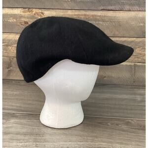 Lids Flat Hat Cap Mens Wool Blend Driver Newsboy Cabbie Newsies Size L/XL Black